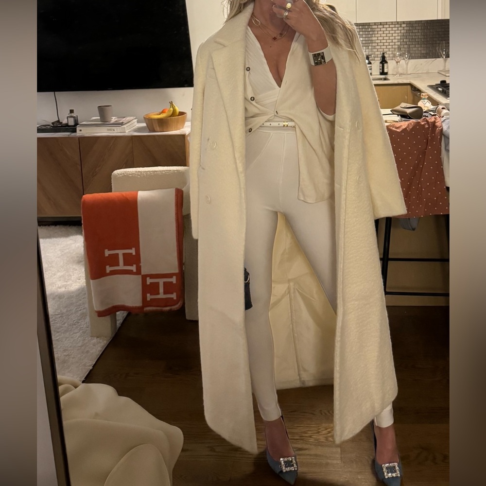 White Boucle Coat